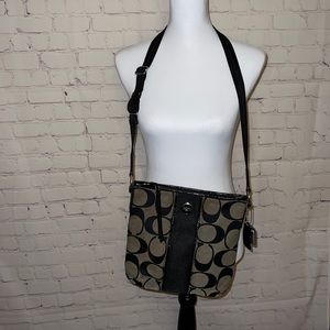Coach Black with silver hardware adjustable strap crossbody medium side bag